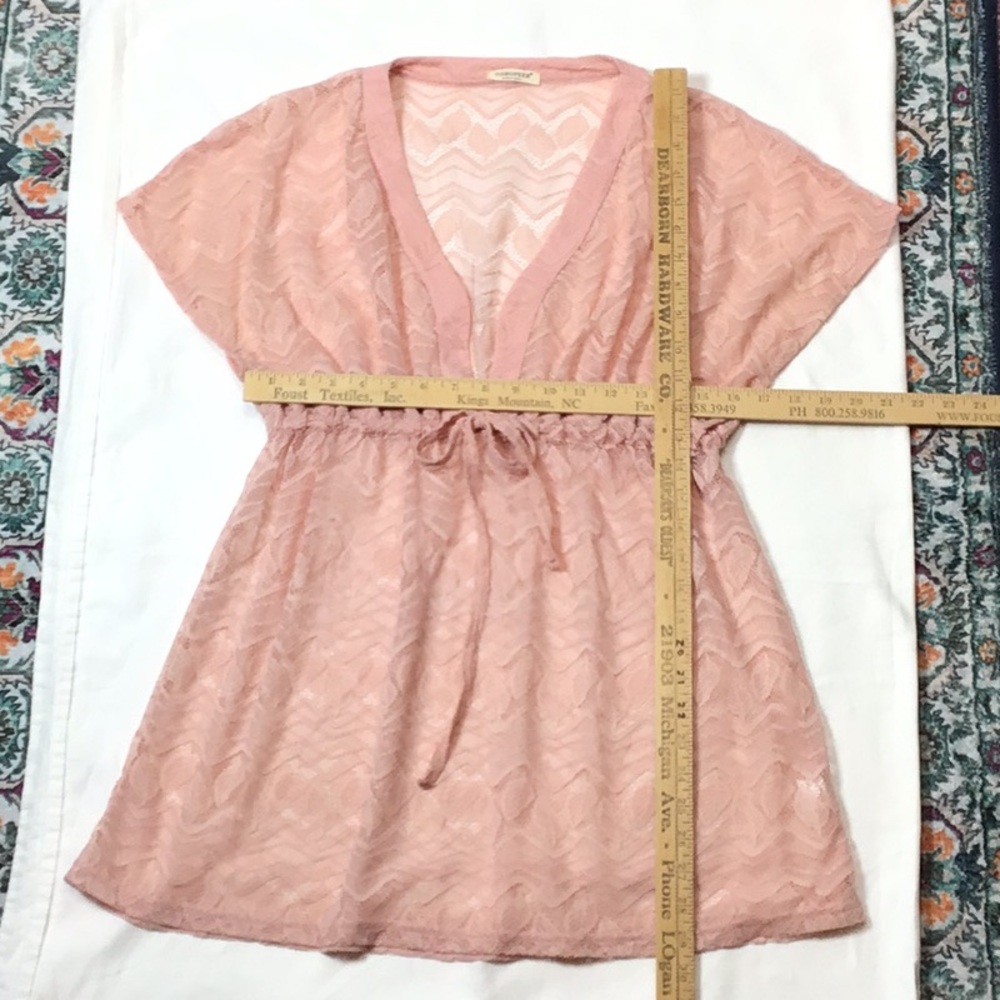 🏝️ Eishopeer Swim Coverup Light Pink Sheer Lace Sz. Small - Picture 6 of 8